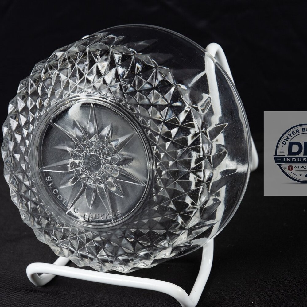 Vintage Arcoroc France Cut Glass Candy Dish Starburst Pattern Bowl
